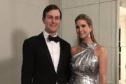 Jared Kushner, in a tux, and Ivanka Trump, in a floor-length silver gown, pose in front of a mirror the day after Donald Trump issued his Muslim ban